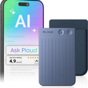 Plaud Note AI Voice Recorder, AI Note Taking Device, Transcribe & Summarize, Support 112 Languages, 64GB Navy Blue Digital Audio Recorder for Lectures, Meetings, Calls, Dark Blue Case, Non-Pro Version
