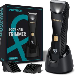 PRITECH Manscape Body Hair Trimmer – Waterproof Pubic Hair Ball Trimmer, Ceramic Blade Shavers Electric Razors for Men with USB-C Charging, Wet/Dry Use, Nick-Free Mens Grooming Kits, Gifts for Men