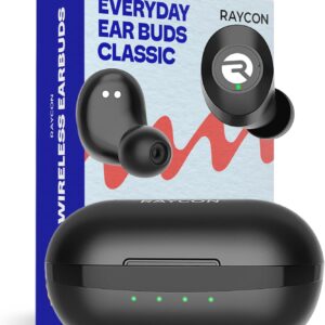 Raycon Everyday Classic Bluetooth Wireless Earbuds + Microphone with Active Noise Canceling, Sweat & Water-Resistant Earphones, Ear Buds Wireless Bluetooth Up to 32 Hours Playtime (Black)
