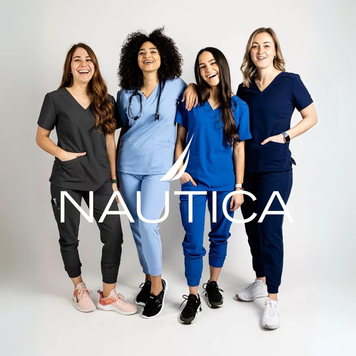 Nautica Flare Open Bottom Yoga Scrub Pants for Women – Soft Stretch Wide Leg Scrub Bottoms for Women - Image 7