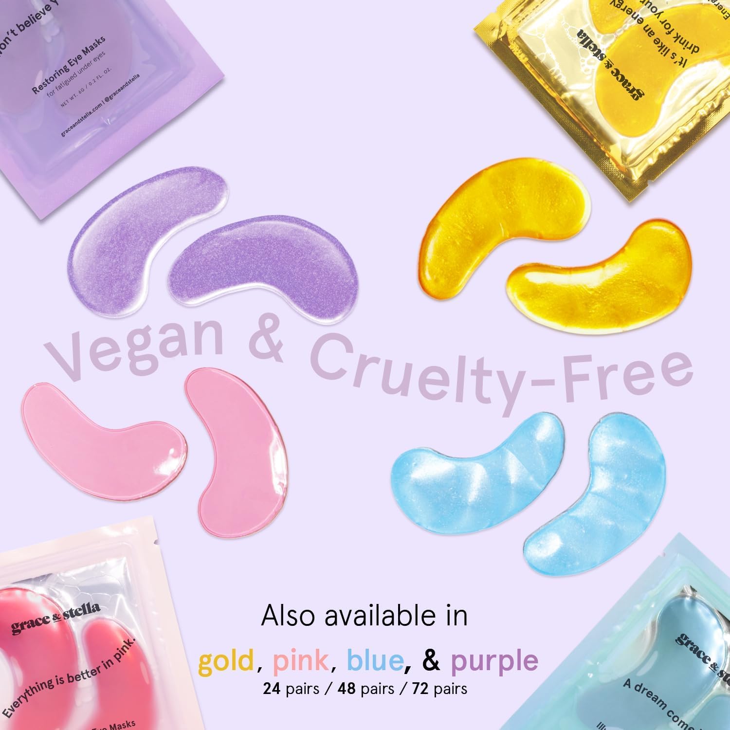 grace & stella Retinol Under Eye Patches for Puffy Eyes & Dark Circles - Restoring Gel Under Eye Masks with Hyaluronic Acid - Birthday Gifts for Women, Bachelorette Party Favors (Purple, 24 Pairs) - Image 6