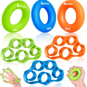Hand Grip Strengthener, Finger Exerciser, Grip Strength Trainer (6 PCS),New Material,Forearm Grip Workout, Finger Stretcher, Relieve Wrist Pain, Carpal Tunnel