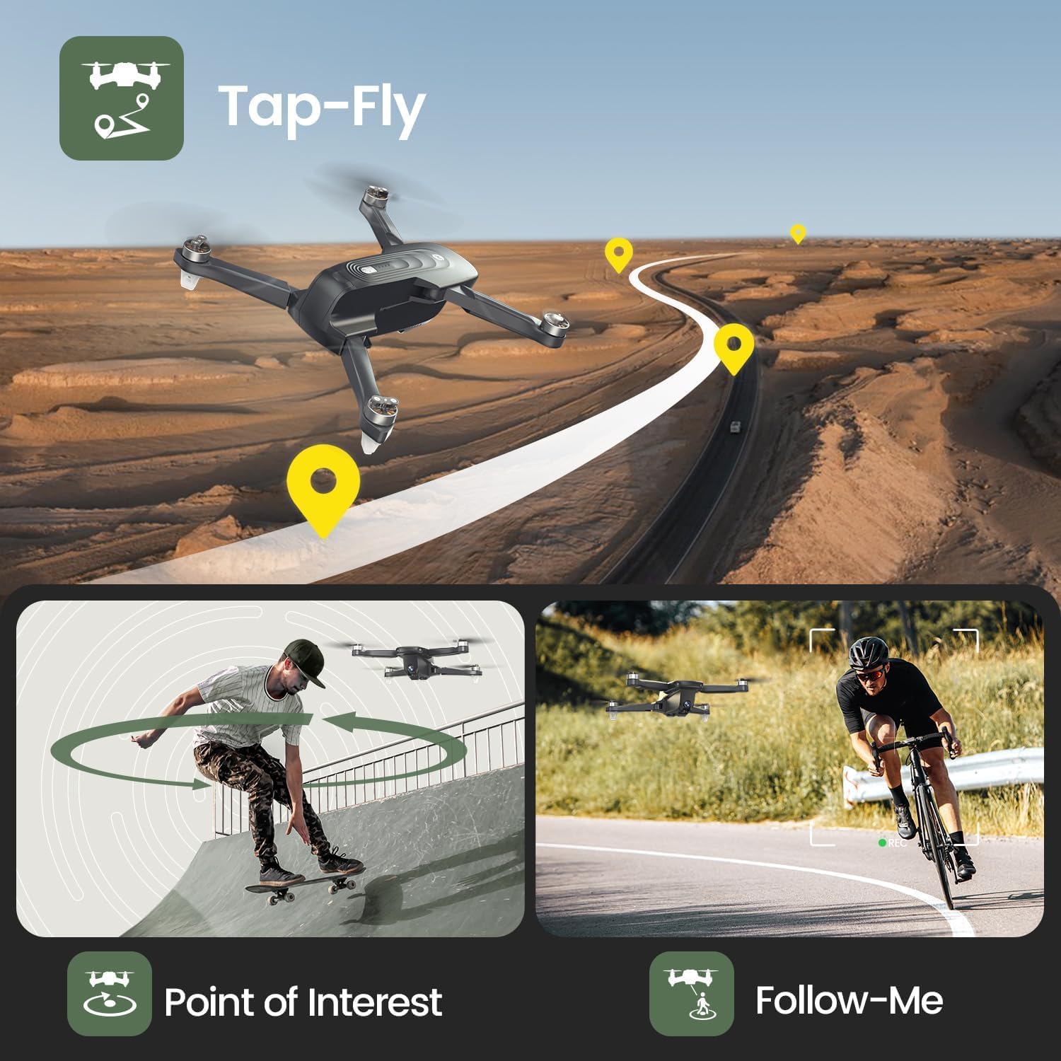 Holy Stone HS175D GPS Drone with 4K Camera for Adults, Under 249g, Foldable RC Quadcopter with Auto Return, 46 Mins Long Flight, Follow Me, Brushless Motor, Circle Fly, Waypoint Fly, Altitude Hold - Image 6