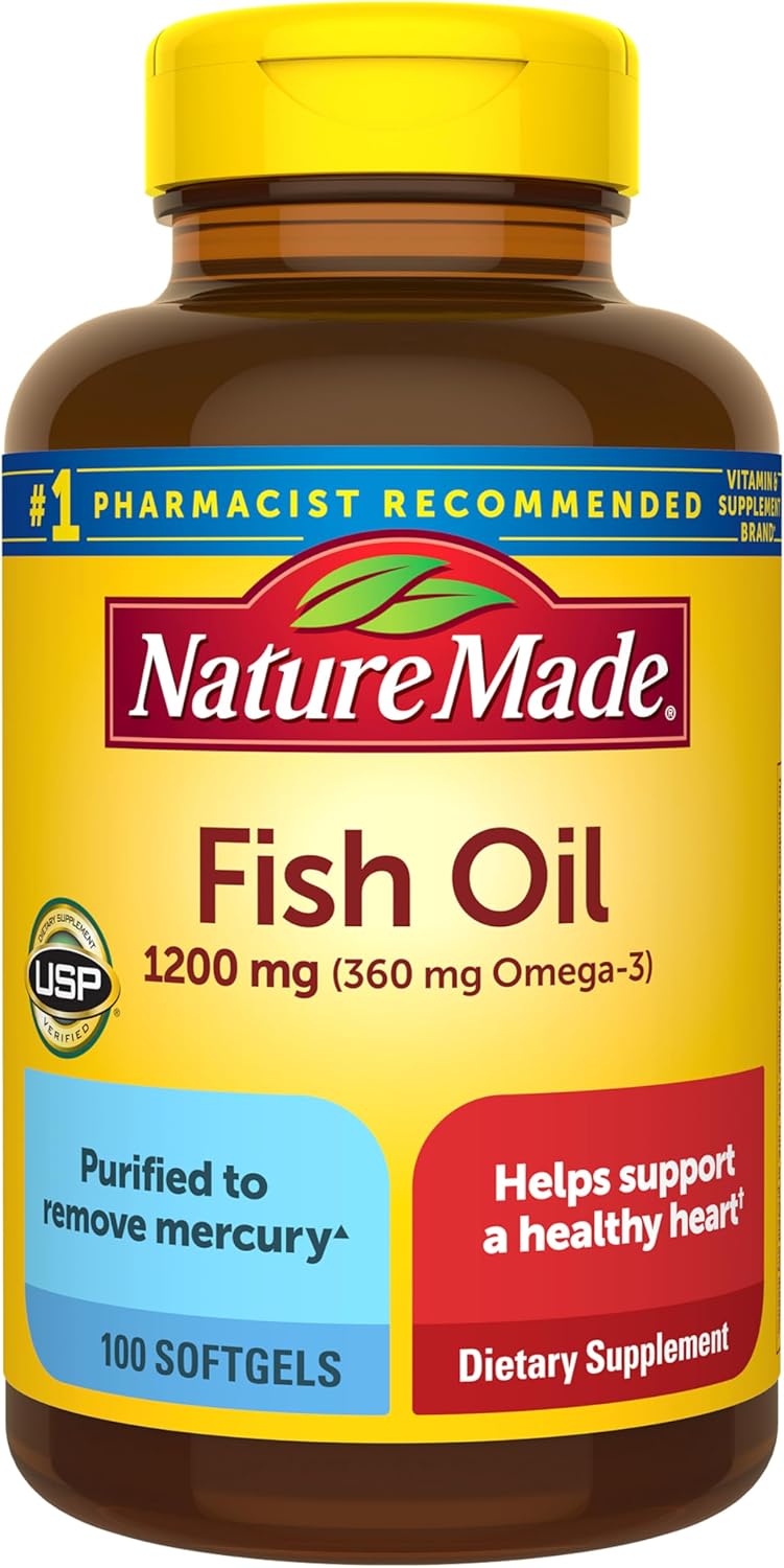 Fish Oil 1200mg, 100 Softgels, Fish Oil Omega 3 Supplement For Heart Health