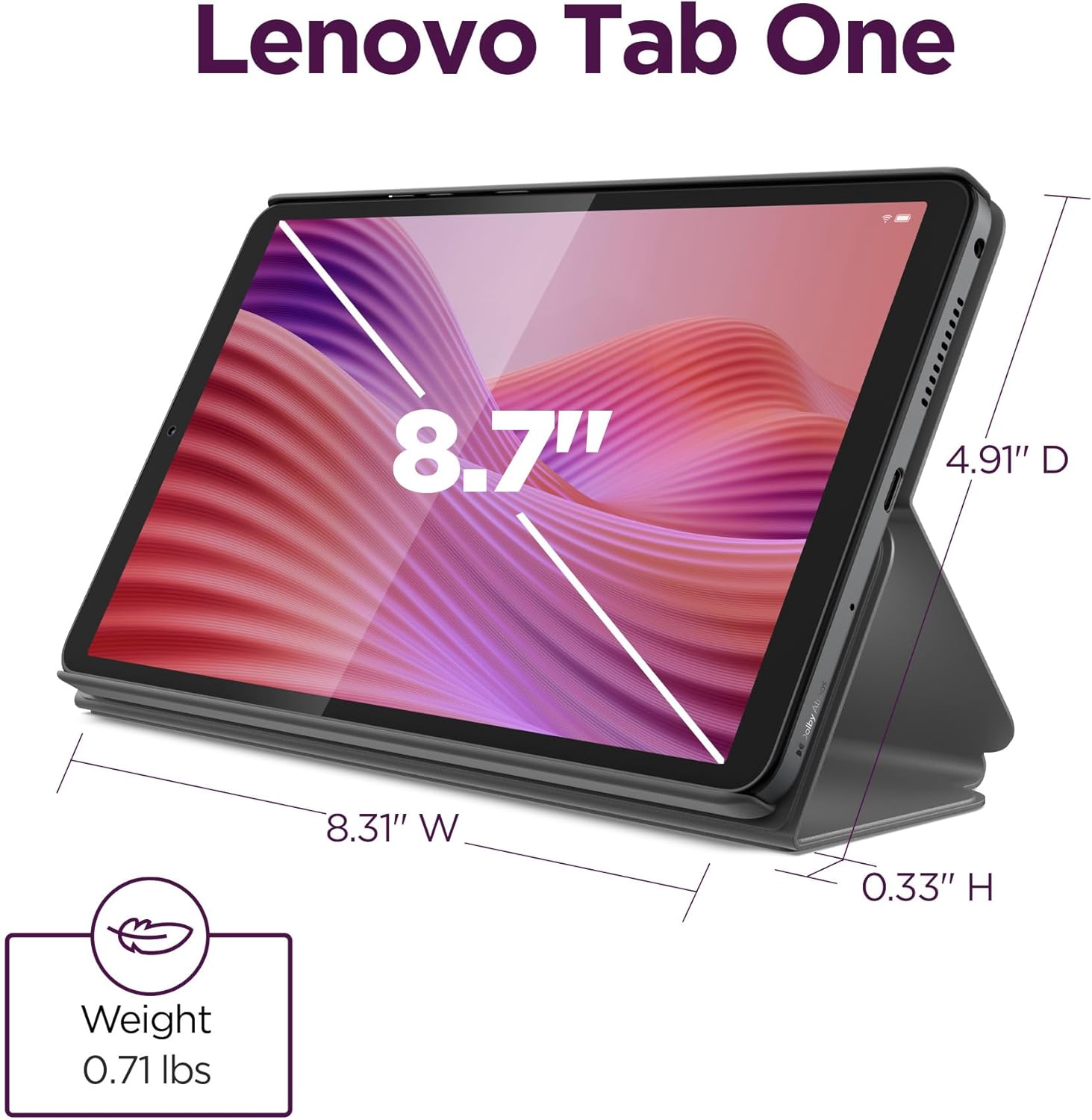 Lenovo Tab One - Lightweight Tablet - up to 12.5 Hours of YouTube Streaming - 8.7" HD Display - 4 GB Memory - 64 GB Storage - MediaTek Helio G85 - Includes Folio Case - Image 7