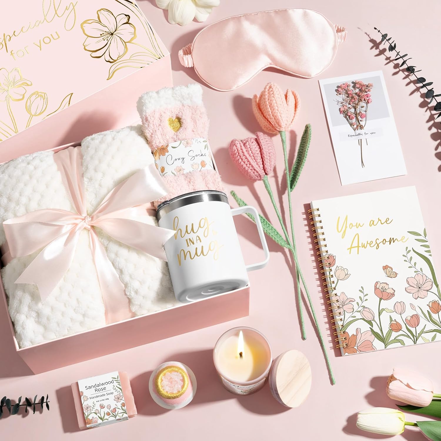 Mothers Day Birthday Gifts for Women Self Care Package, Get Well Soon Gift Baskets for Women Spa Gifts Set, Unique Thinking of You Inspirational Sympathy Gift Baskets for Mom Her Wife Friend Sister - Image 9