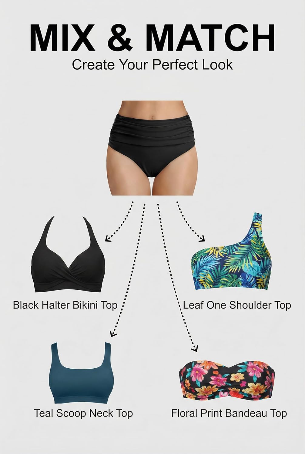 Tempt Me Women's High Waisted Bikini Bottom Tummy Control Ruched Bathing Suit Swim Bottom - Image 5