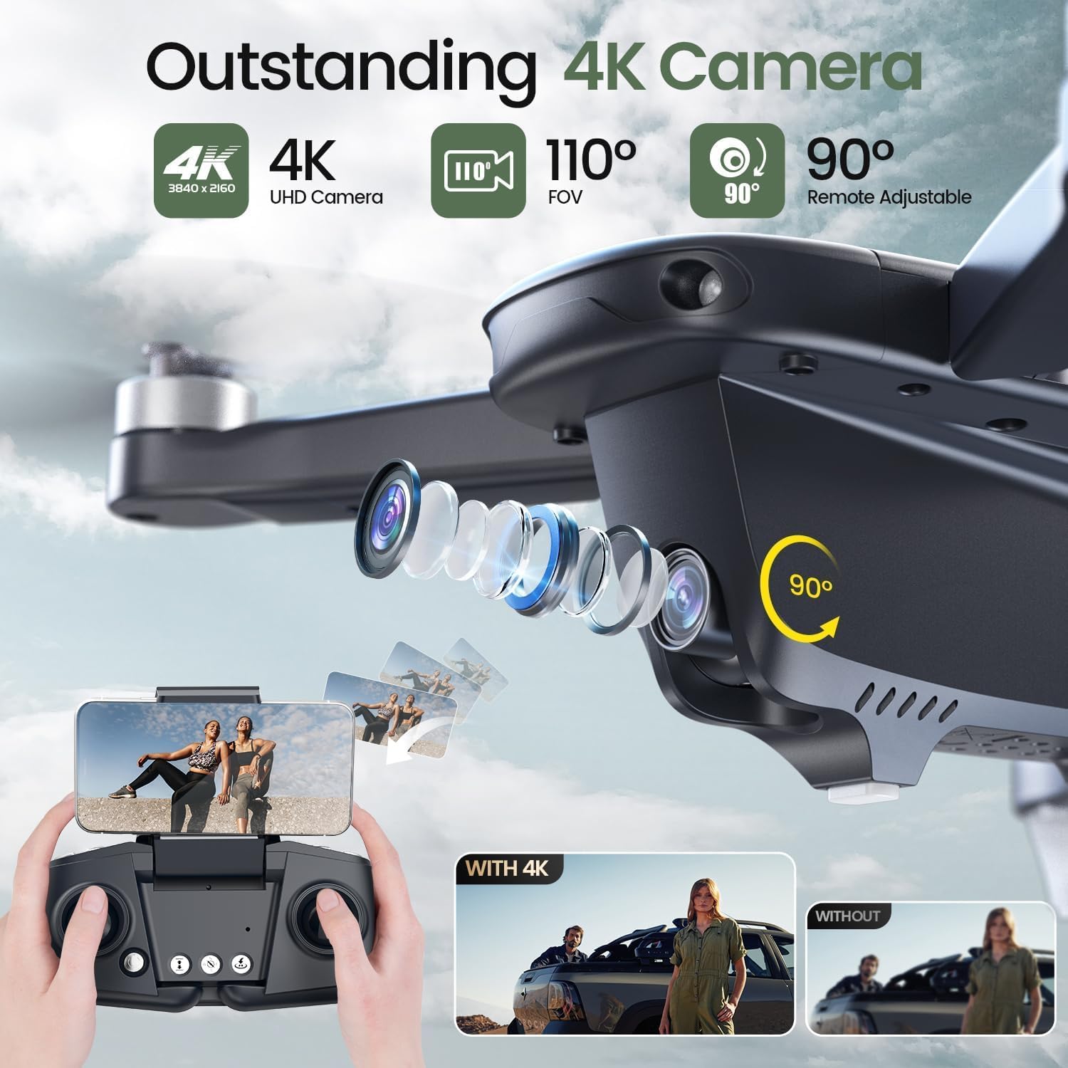 Holy Stone HS175D GPS Drone with 4K Camera for Adults, Under 249g, Foldable RC Quadcopter with Auto Return, 46 Mins Long Flight, Follow Me, Brushless Motor, Circle Fly, Waypoint Fly, Altitude Hold - Image 2