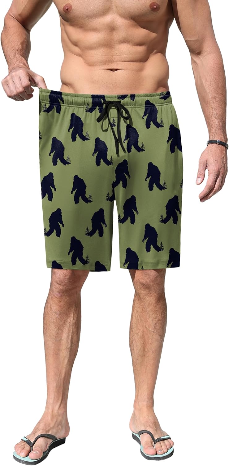 Ekouaer Men's Pajama Shorts Soft Sleepwear Bottoms Elastic Waistband Loungewear Breathable Men Shorts with Pockets - Image 4