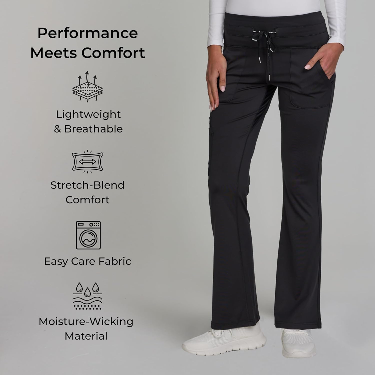 Nautica Flare Open Bottom Yoga Scrub Pants for Women – Soft Stretch Wide Leg Scrub Bottoms for Women - Image 4