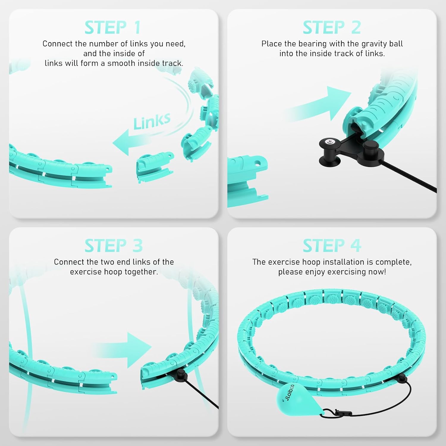 JLoibao Weighted Hula Circle with 26/32 Links(56-66 Inch) for Adults Weight Loss, Infinity Fitness Hoop Plus Size, for Women Smart Exercise Equipment - Image 7