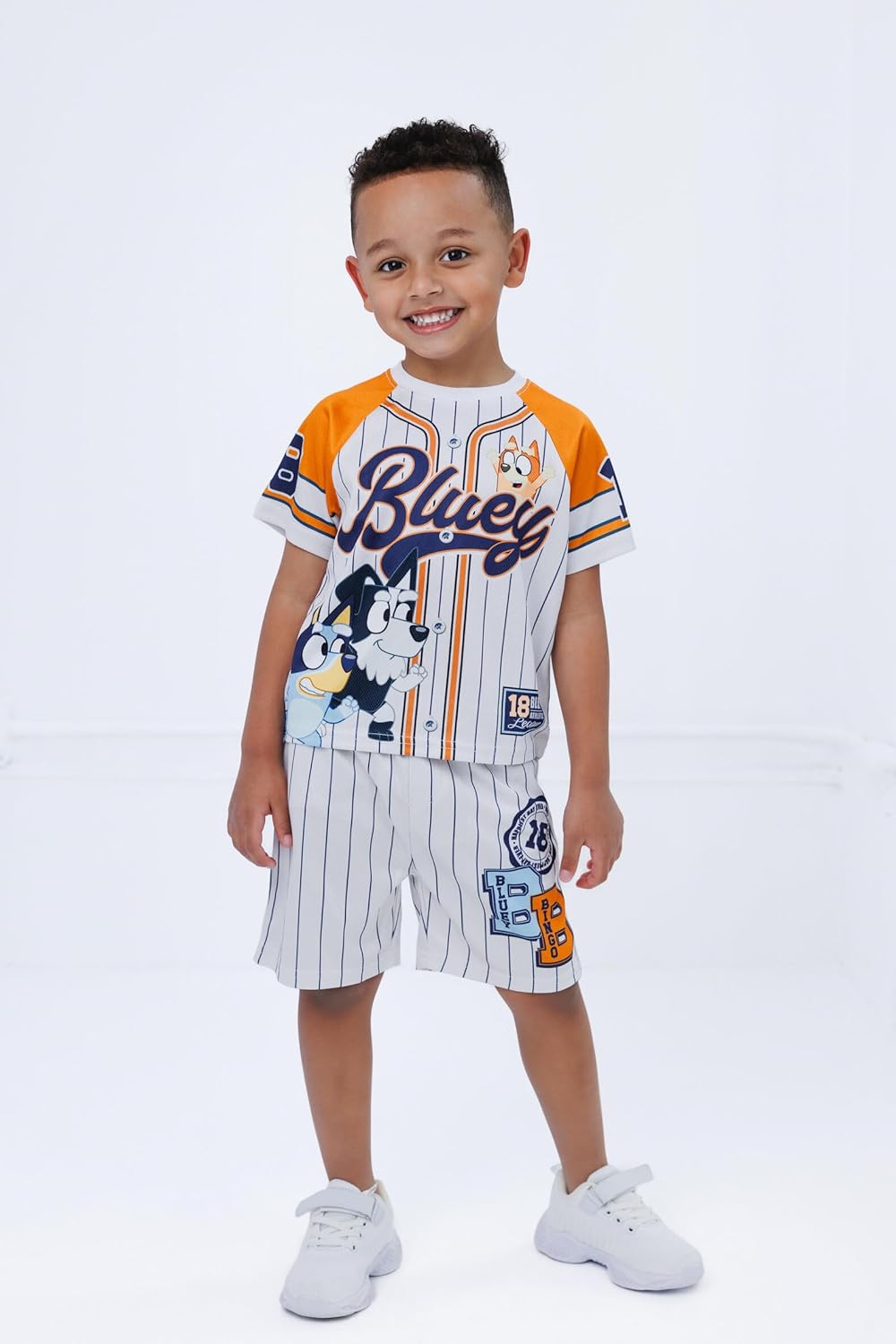 Bluey Athletic Mesh Baseball Jersey T-Shirt and Shorts Outfit Set Infant to Big Kid Sizes (12 Months - 10-12) - Image 2