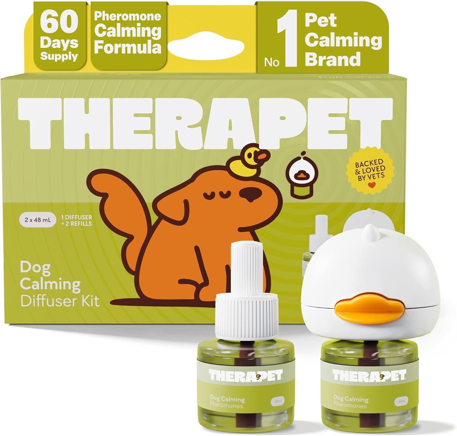 TheraPet MD 60-Day Dog Calming Diffuser Kit - Dog Pheromone Diffuser for Stress, Destructive Behavior, Pee Accidents, Separation Anxiety, Barking, Aggression & Chewing - 60-Day Refills Included