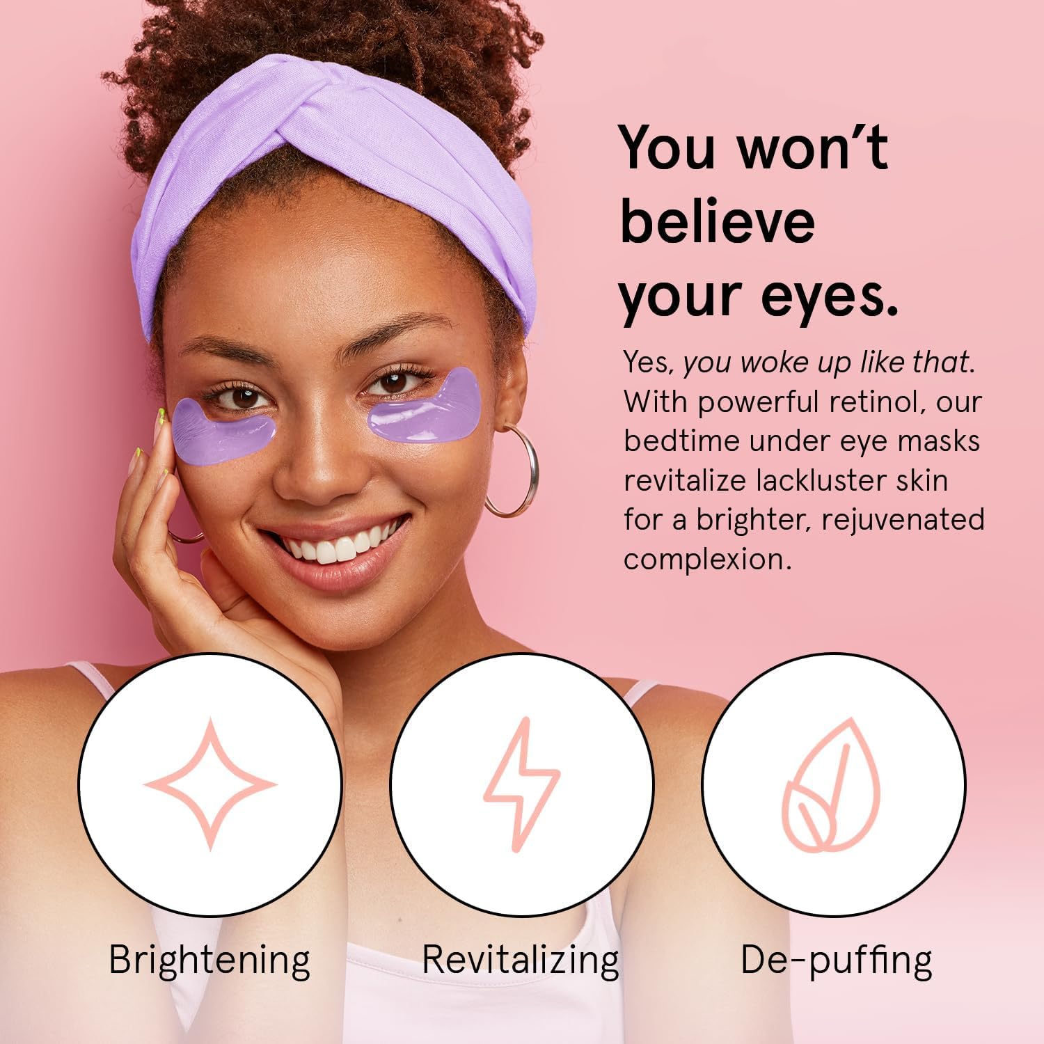 grace & stella Retinol Under Eye Patches for Puffy Eyes & Dark Circles - Restoring Gel Under Eye Masks with Hyaluronic Acid - Birthday Gifts for Women, Bachelorette Party Favors (Purple, 24 Pairs) - Image 3