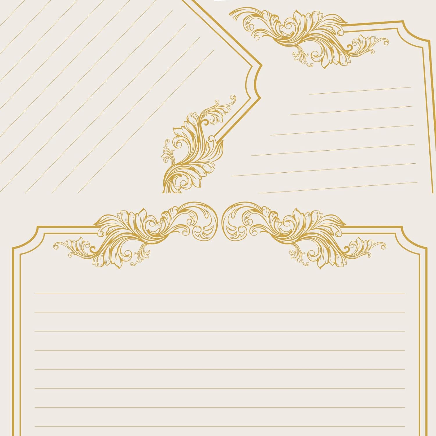 XXINMOH 90 Piece Stationery Set - 60 Vintage-Style Paper Sheets + 30 Envelopes, Gold Border Letter Writing Paper for Love Letters & Party Invitations - Image 4