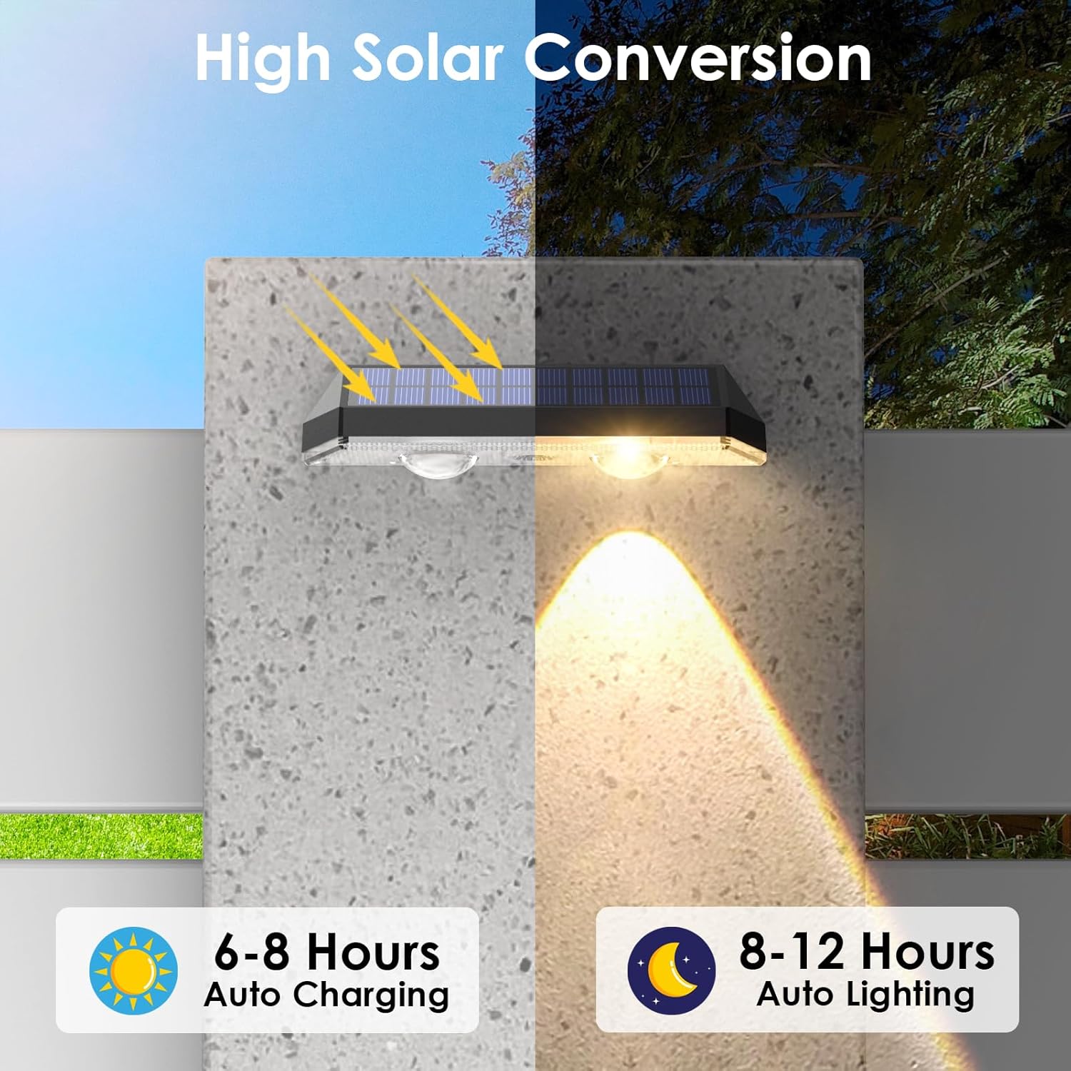 Solar Fence Lights Outdoor - 2700/4000/6000K 3 Mode, 8 Pack Solar Fence Lights Outdoor Waterproof LED, Fence Light Solar Powered for Outside, Backyard, Railing, Step, Patio,Wall and Home Improvement - Image 5