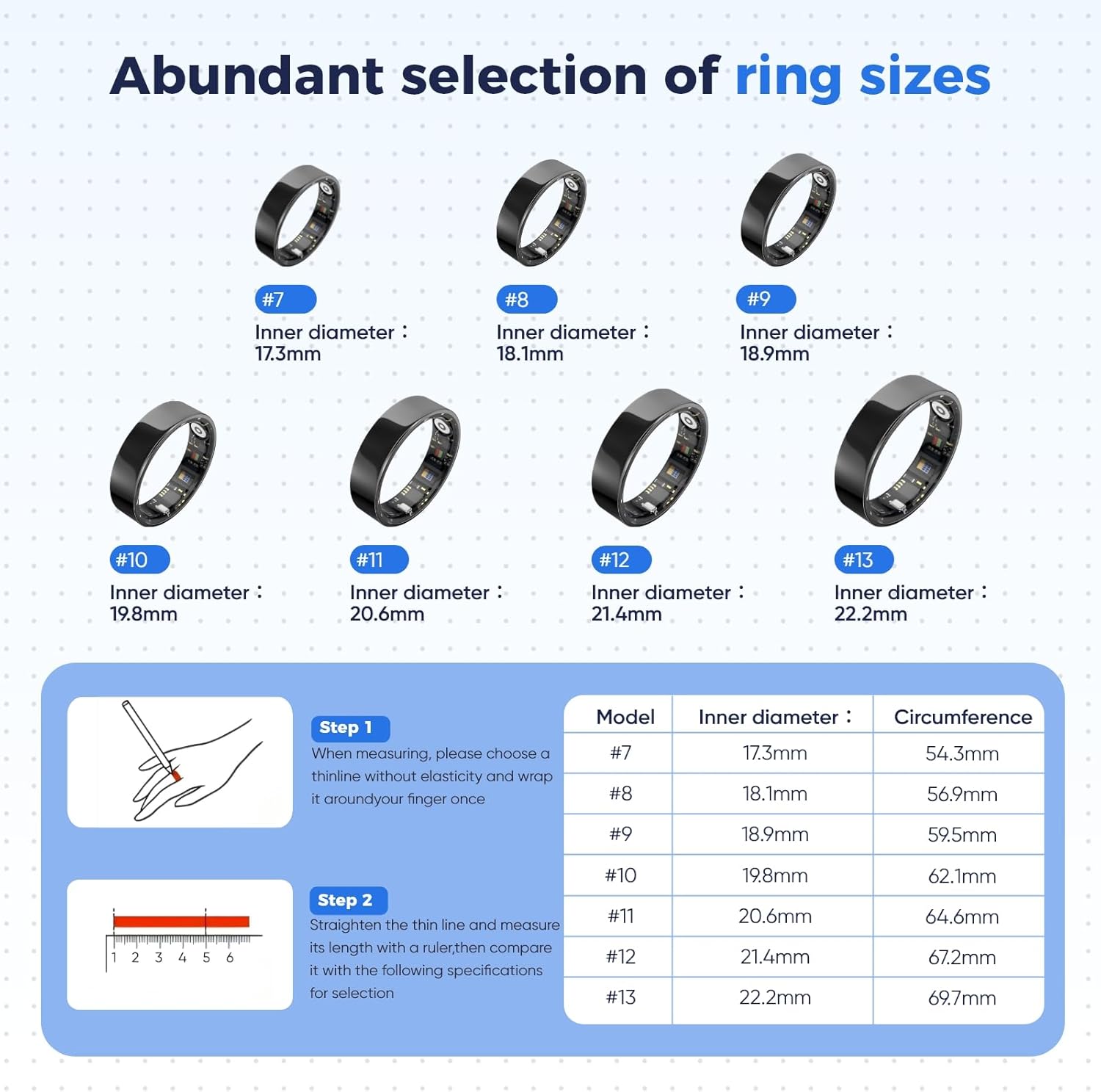 Smart Ring Health Tracker - IP68 Water Resistance, Sleep & Exercise Monitoring, iOS & Android Compatible, Long Lasting Battery Life, No Subscription Required, Unisex for Women & Men (Black, 10) - Image 2