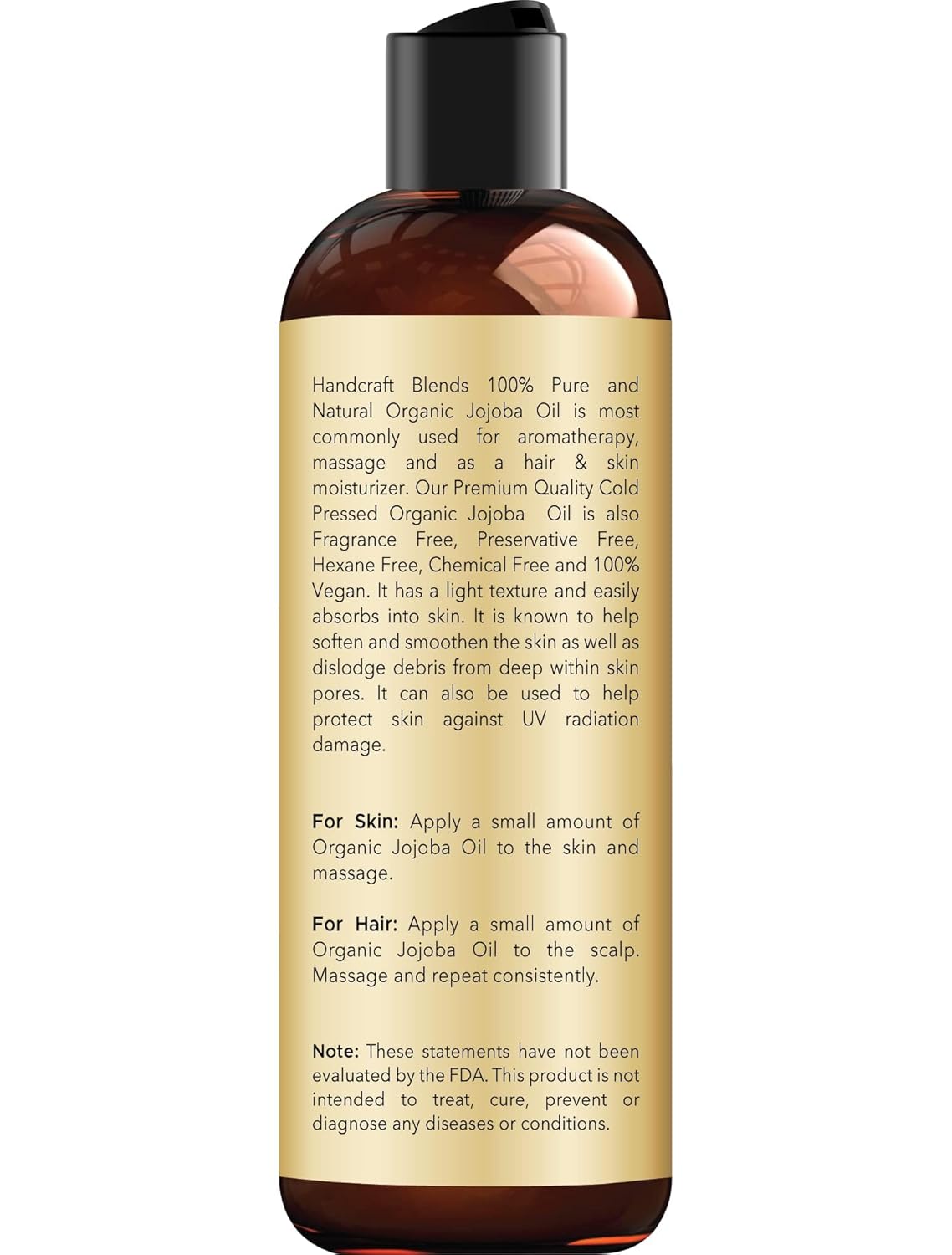 Handcraft Blends USDA Organic Jojoba Oil | Cold-Pressed | 8 Fl Oz | 100% Pure & Natural | for Hair, Skin & Face | Premium Grade Carrier Oil | for Massage & Aromatherapy | Hexane-Free - Image 2