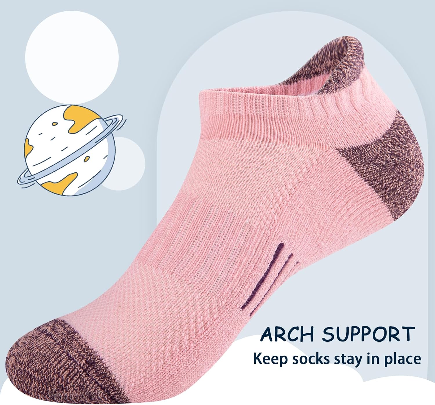 Comfoex Girls Socks Ankle Athletic Socks For Kids 4-6 6-8 8-10 Years Old Short Socks With Cushioned Sole 8 Pairs - Image 5