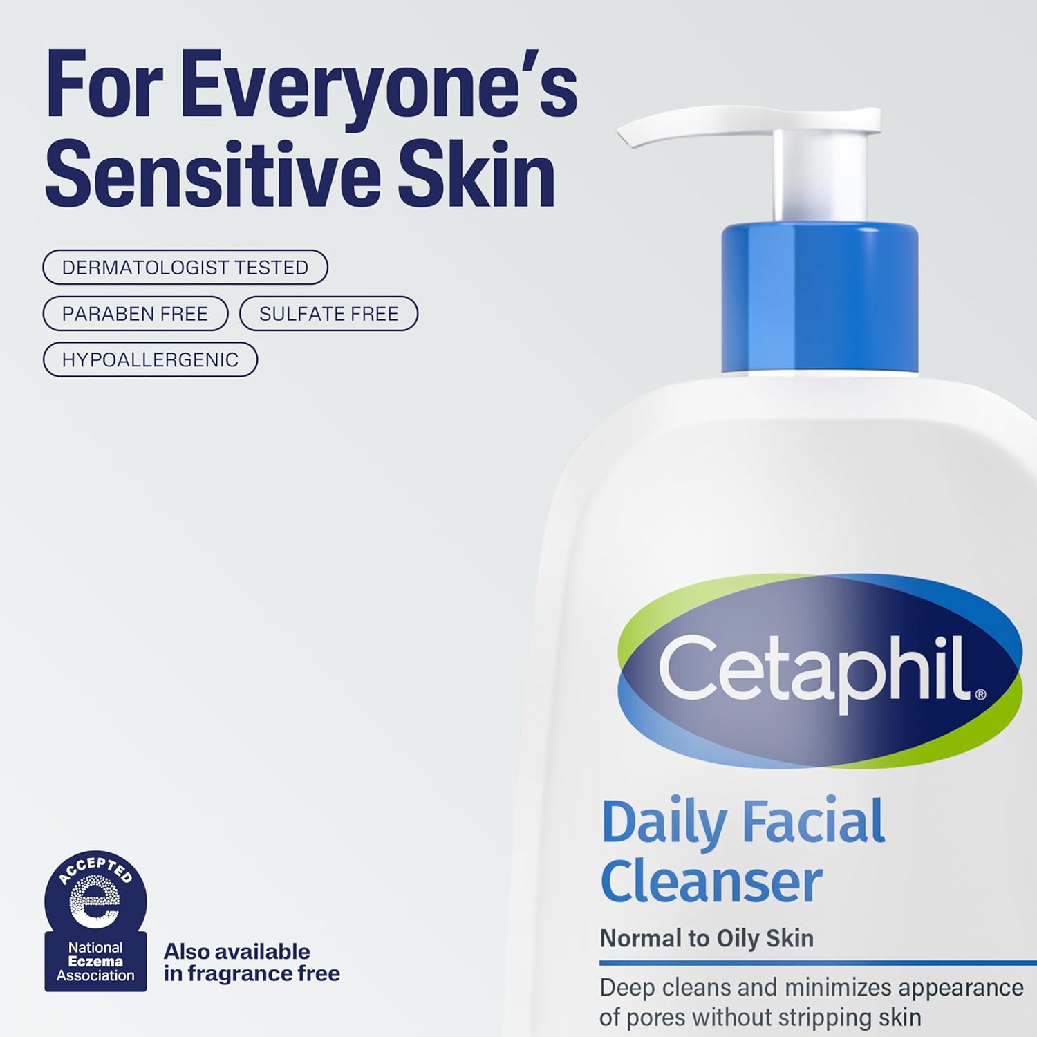 Cetaphil Face Wash, Daily Facial Cleanser for Sensitive, Combination to Oily Skin, 20 oz, Gentle Foaming, Soap Free, Hypoallergenic - Image 6