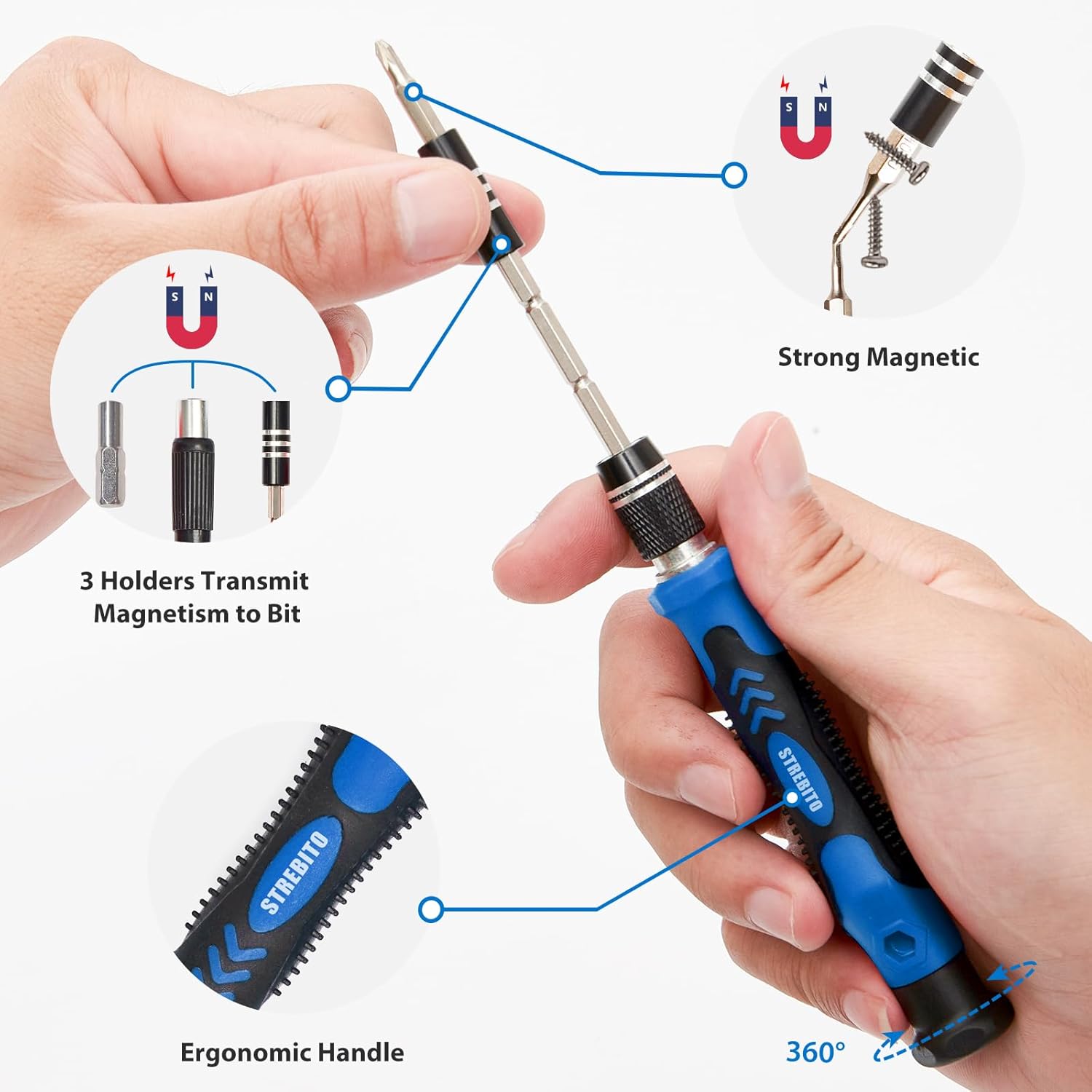 STREBITO Electronics Precision Screwdriver Sets 142-Piece with 120 Bits Magnetic Repair Tool Kit for iPhone, MacBook, Computer, Laptop, PC, Tablet, PS4, Xbox, Nintendo, Game Console - Image 3