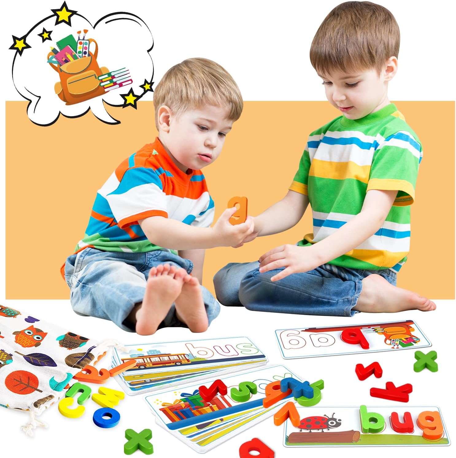 Learning Educational Toys for 2 3 4 5 6 Years Old Boys Girls, See & Spell Matching Letter Game with Alphabet Cards for Kids, Preschool CVC Word Builders Toy, Christmas Birthday Gifts for Age 2-4 4-6 - Image 6
