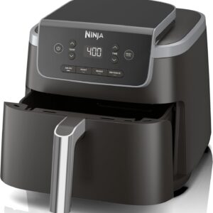Ninja Air Fryer with Air Crisp | 5 QT Capacity fits up to 4lbs of Fries | 4-in-1 Pro Air Fry, Roast, Reheat, Dehydrate | 400°F Max Temp | 1750 Watts | W/Nonstick Basket & Crisper Plate | Grey | AF141