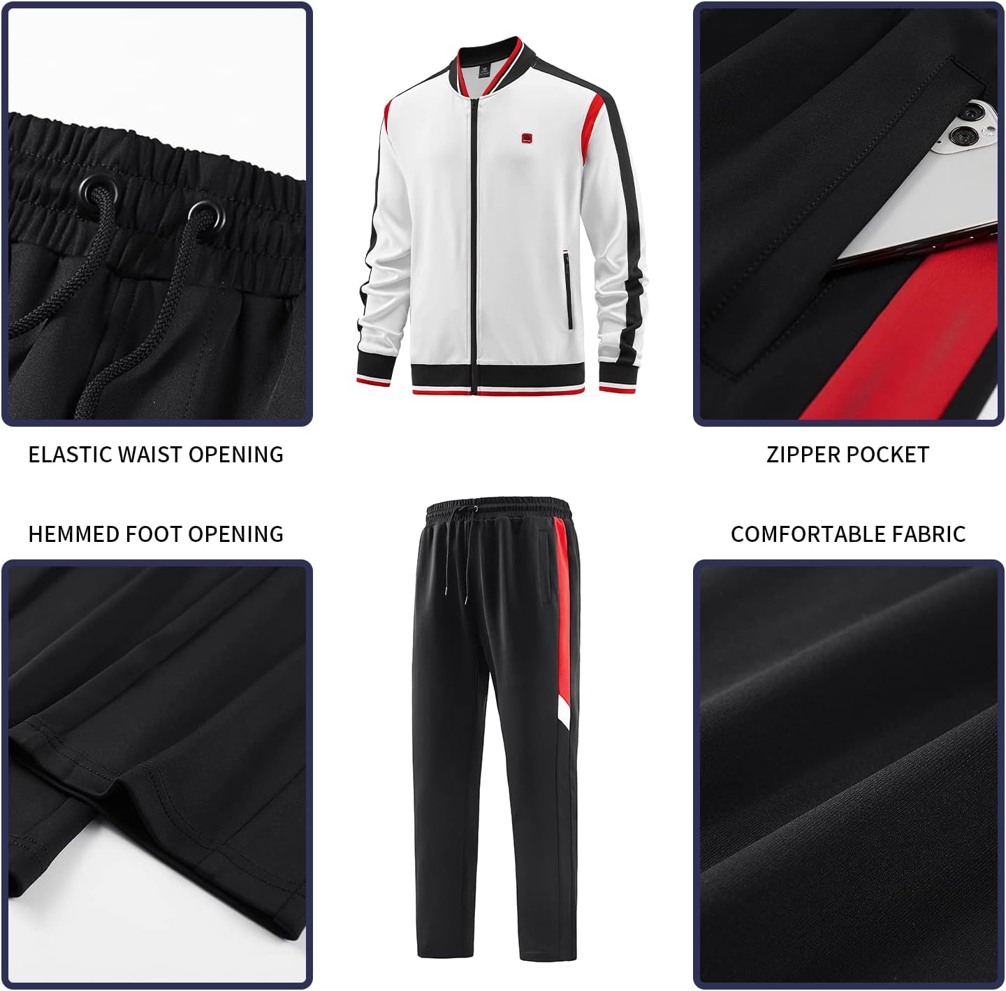 W JIANWANG Men's Casual Tracksuits Long Sleeve Jogging Suits Sweatsuit Sets Track Jackets and Pants 2 Piece Outfit - Image 4