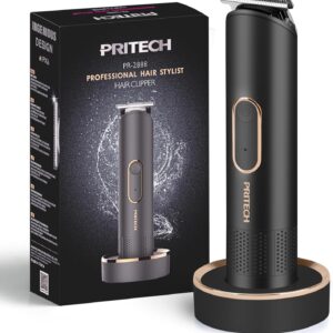 PRITECH Pubic Hair Trimmer Women – Rechargeable Bikini Trimmer for Women Pubic Hair, Wet&Dry Use, Pain-Free Electric Razor&Shaver with Standing Recharge Dock, Ideal Gift, Black