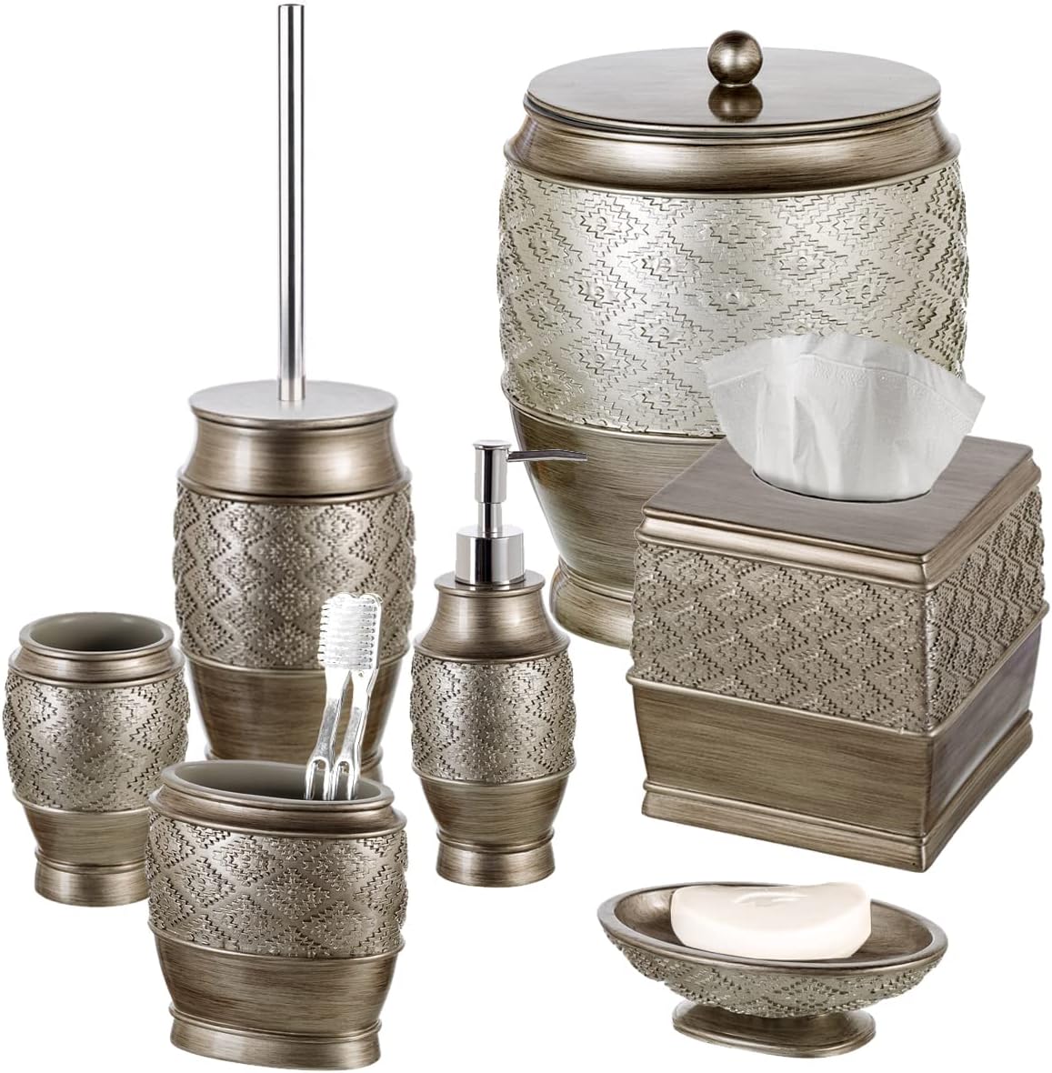 Creative Scents Dublin Silver Bathroom Accessory Set - Brushed Silver Bathroom Sets Accessories - 4 Piece Bathroom Set Includes: Soap Dispenser, Toothbrush Holder, Soap Dish and Tumbler - Image 8