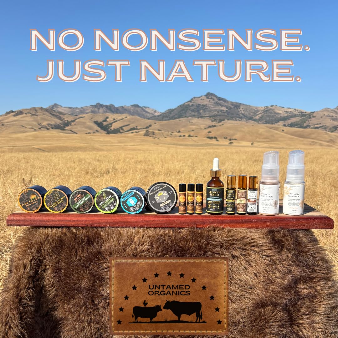 Untamed Organics Handmade Tallow, Castor Oil, and Frankincense Oil Skin Balm - 100% Grass-Fed Tallow for Skin Care - Face & Body Moisturizer for Sensitive Skin, Eczema All-Purpose Balm - 2 FL. oz. - Image 9