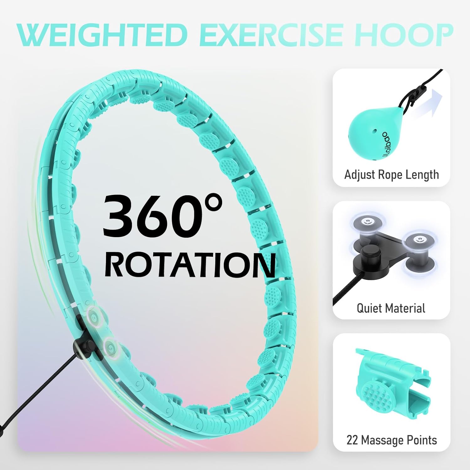 JLoibao Weighted Hula Circle with 26/32 Links(56-66 Inch) for Adults Weight Loss, Infinity Fitness Hoop Plus Size, for Women Smart Exercise Equipment - Image 3