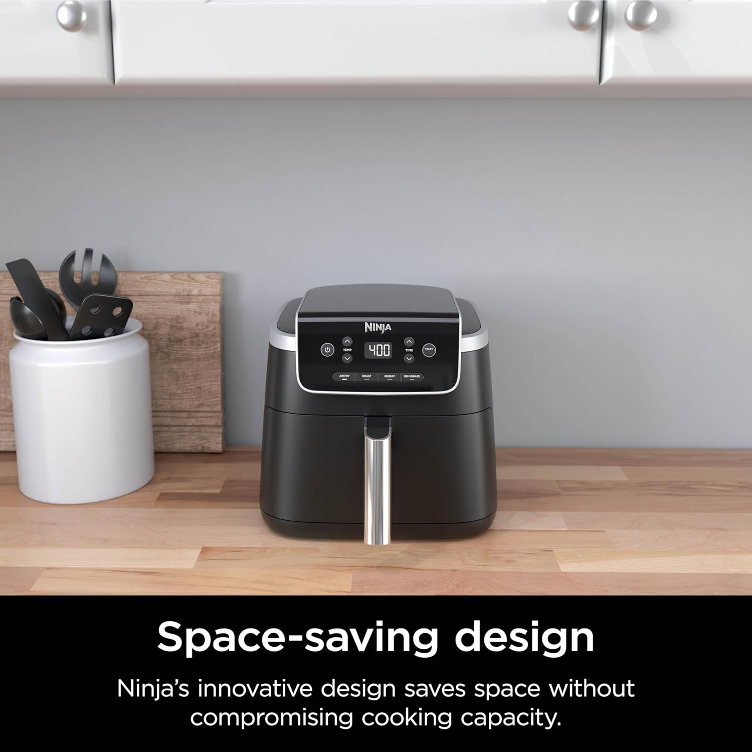 Ninja Air Fryer with Air Crisp | 5 QT Capacity fits up to 4lbs of Fries | 4-in-1 Pro Air Fry, Roast, Reheat, Dehydrate | 400°F Max Temp | 1750 Watts | W/Nonstick Basket & Crisper Plate | Grey | AF141 - Image 7