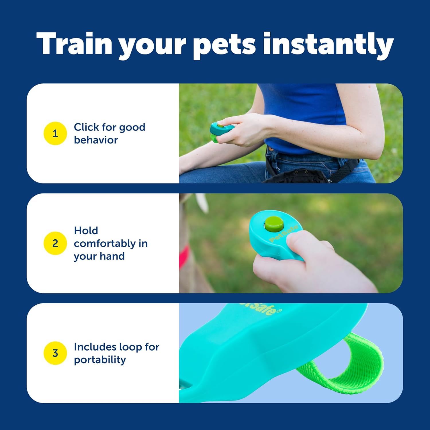 PetSafe Clik-R Training Tool - Positive Behavior Reinforcement - Ergonomic Design - Compact Finger Band - Daily Training Accessory - Clicker for Dogs & Cats - Teal - Image 4