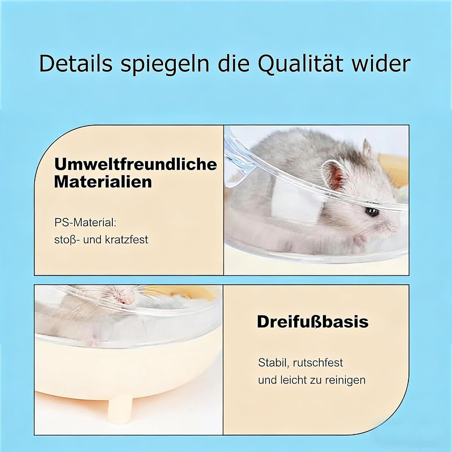 Meow&Woof Hamster Sand Bath Container, Large Sandbox Toilet Gerbil Batheoom, Tiny Chinchilla Dust Bathtub Sand Bath Box for Hamster Cage Accessories 6.5 Inch - Blue - Image 6