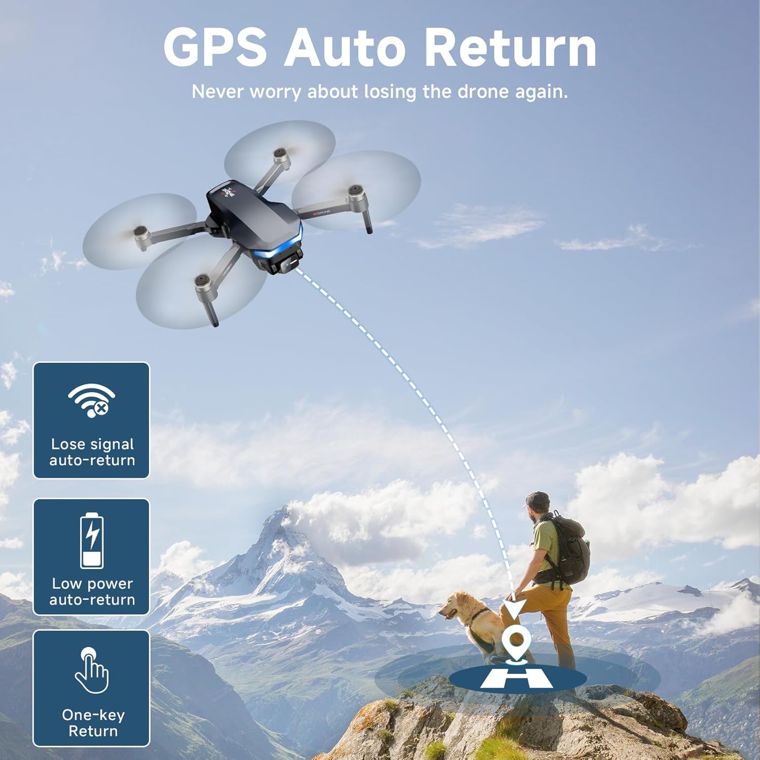 GPS Drone with 4K Camera for Adults, Foldable RC Quadcopter with 1312ft Range Video Transmission, 48 Mins Flight Time, Auto Return, Follow Me, Circle Fly, Waypoint Fly, Gesture Control - Image 3