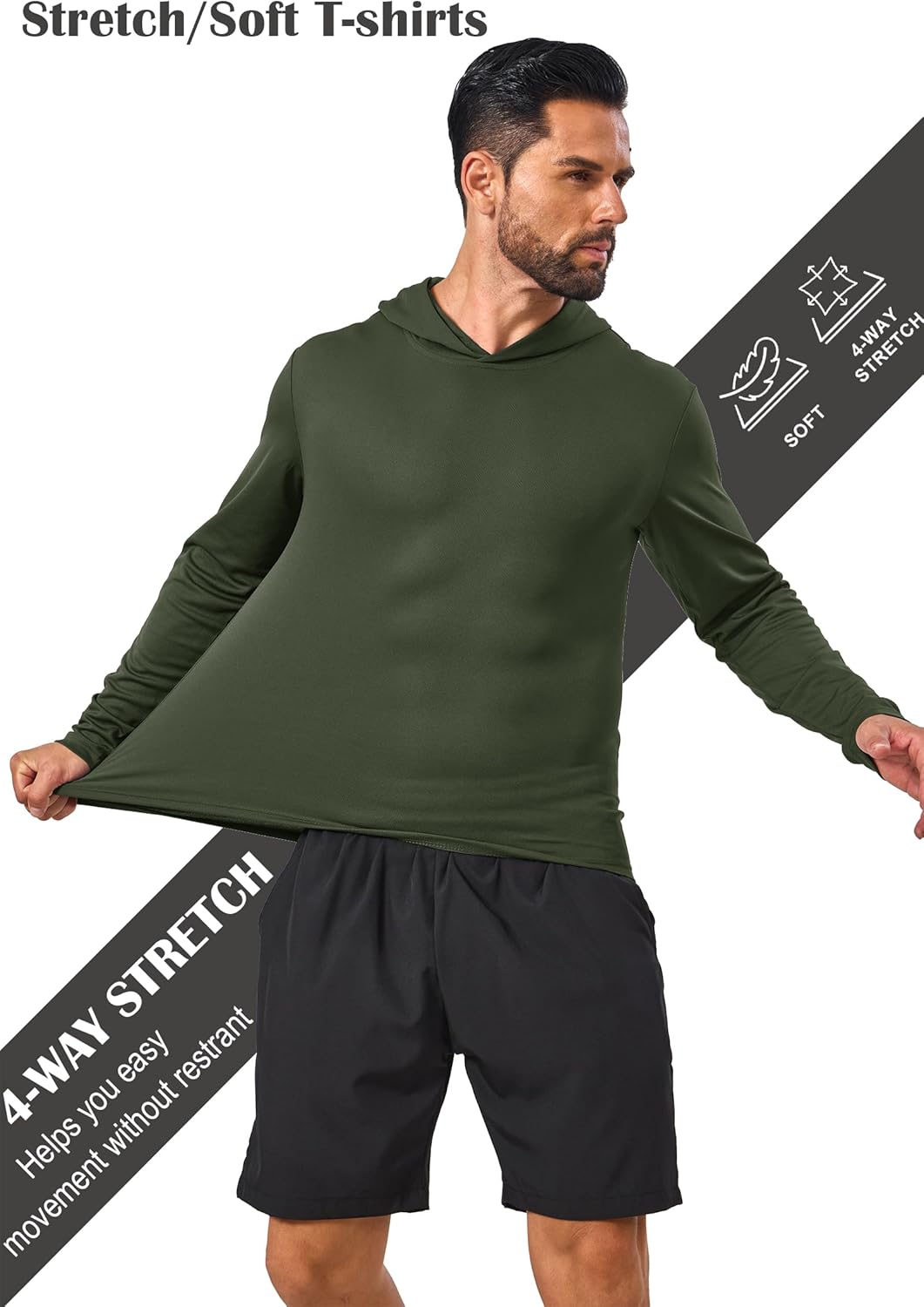 5 Pack Sun Protection Hoodie for Men UV Long Sleeve Shirts Quick Dry Lightweight Work Athletic Rash Guards - Image 5