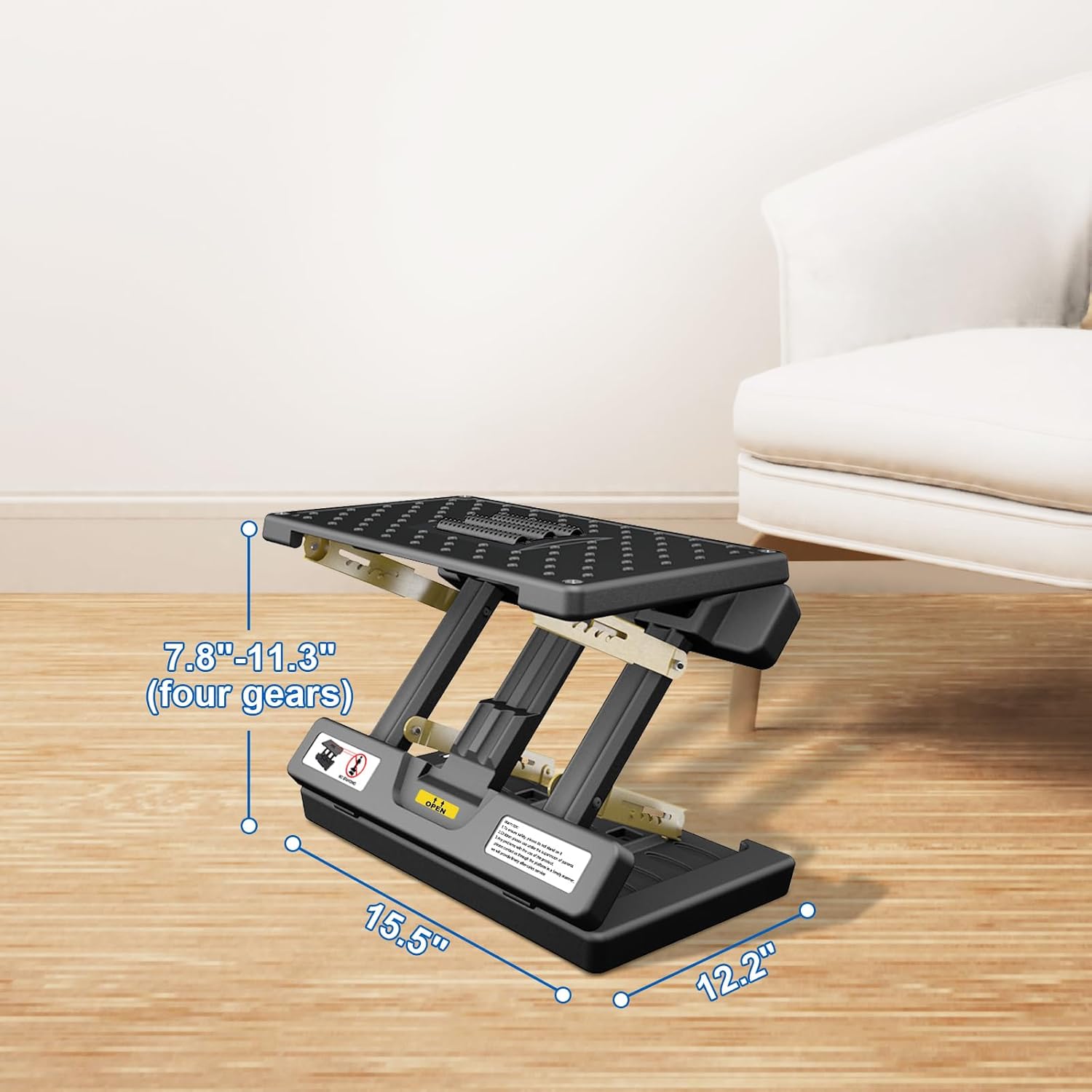 Foldable Foot Rest, Computer Foot Rest Under Desk, 12Modes Adjustable Ergonomic for Office, Loading Capacity 80 pounds, Removable EVA Cushion, All-Season(Black) - Image 5
