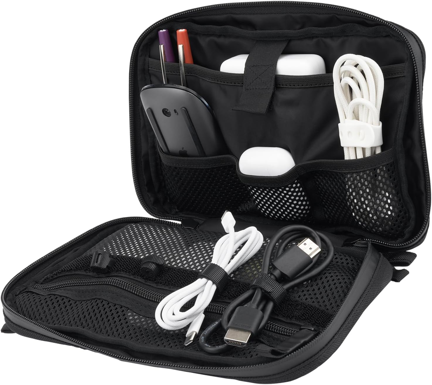 Pelican Electronic Organizer Travel Case - Portable Storage Bag with Multiple Storage Mesh Pockets for Cables, Chargers, Power Bank, AirPods - Black - Image 9