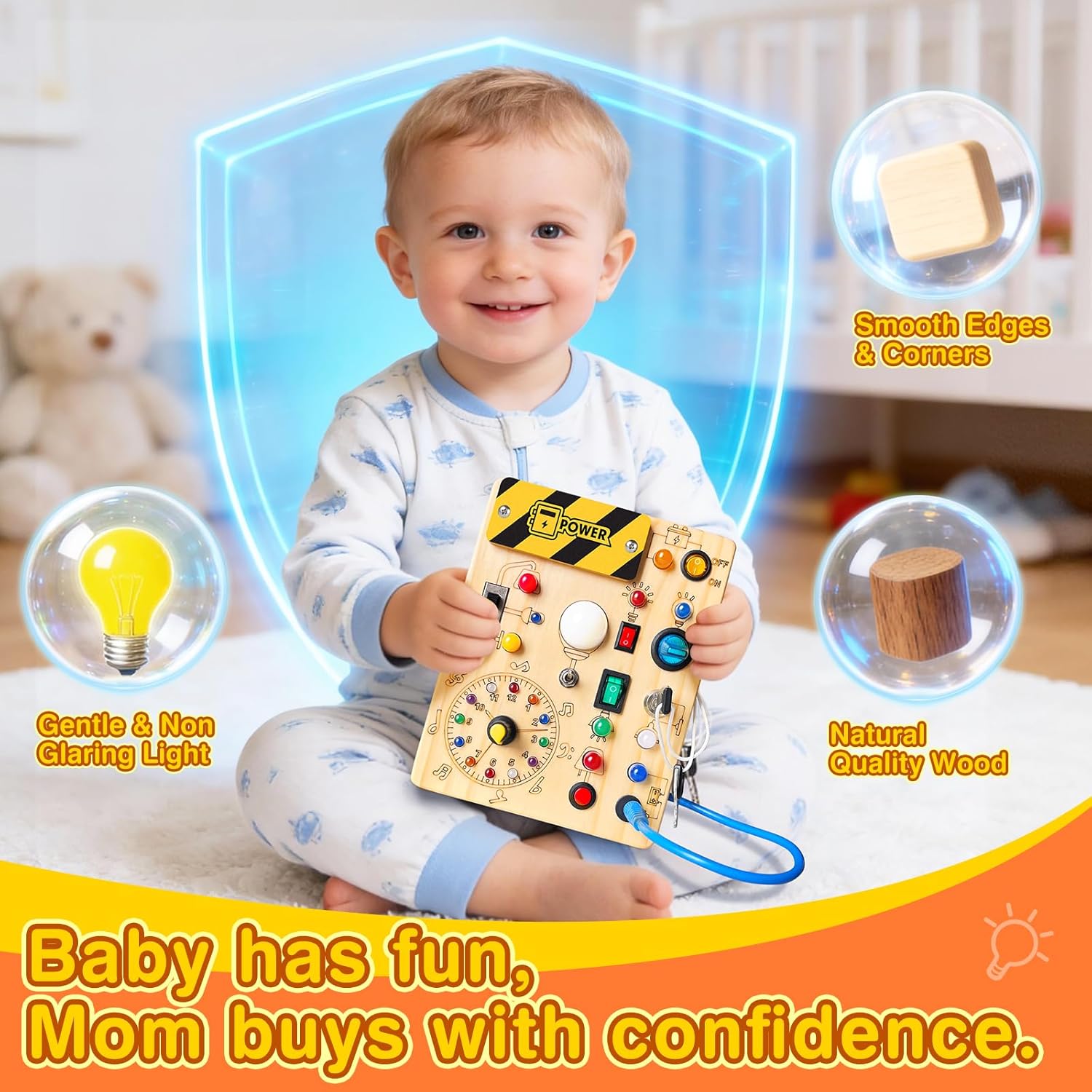 Grarain Busy Board for Toddlers - Montessori Educational Toy for 1-3 Year Old Boys & Girls | Travel-Friendly Sensory Learning Activity | Ideal for Kids with Autism(Clocks Busy Board) - Image 3