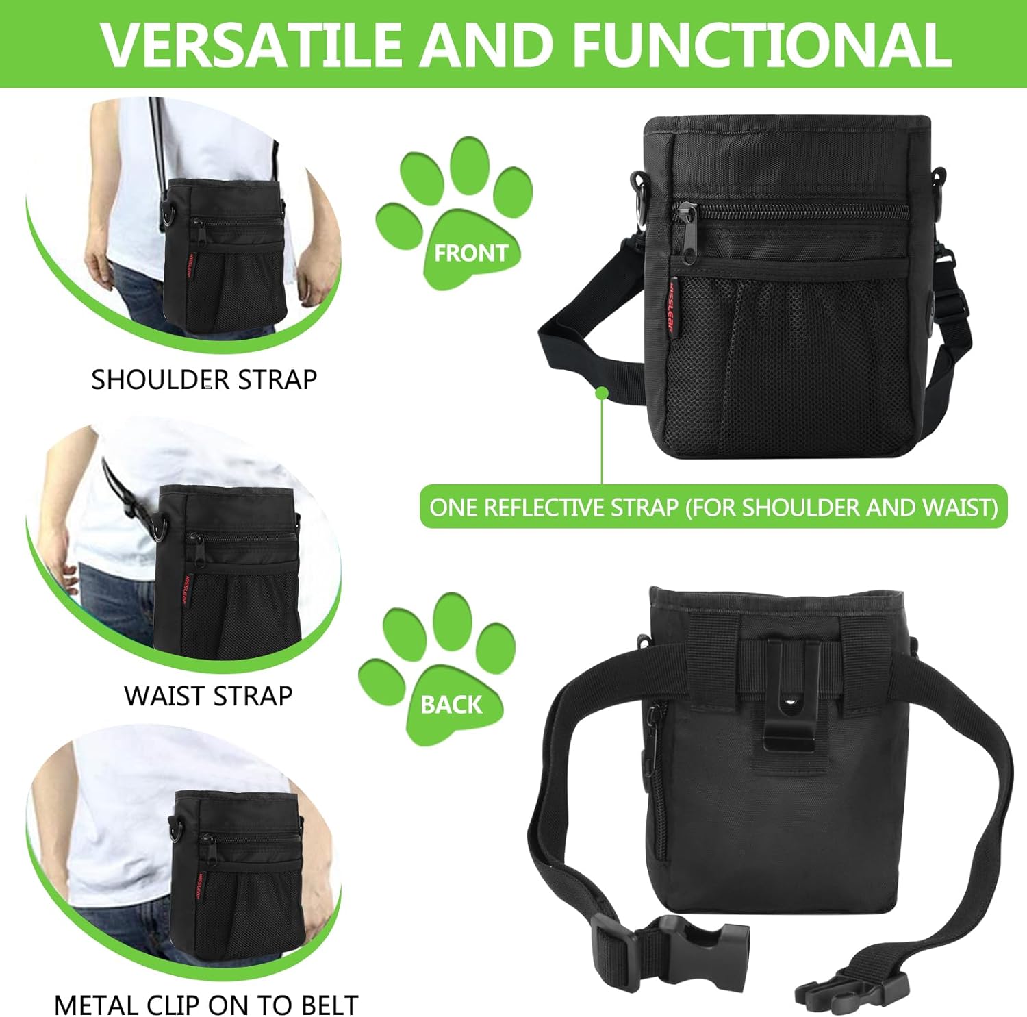 kissleaf Dog Treat Pouch with Magnetic Closure, Treat Pouches for Pet Training, Large Dog Treat Training Pouch and Dog Clicker, Dog Training Treat Pouch Built-in Poop Bag Dispenser, Hands-Free Snack - Image 5