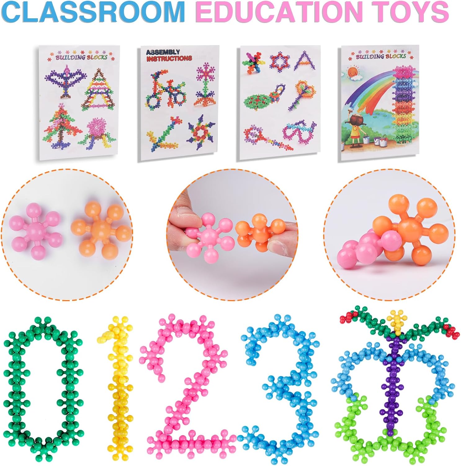 NEOACT 200PCS Building Blocks Kids Educational Building Toys Interlocking Plastic Connect Block Manipulatives for Preschool Kids Aged 3+, Creativity Kid Toy Classroom Kindergarten Toys - Image 3