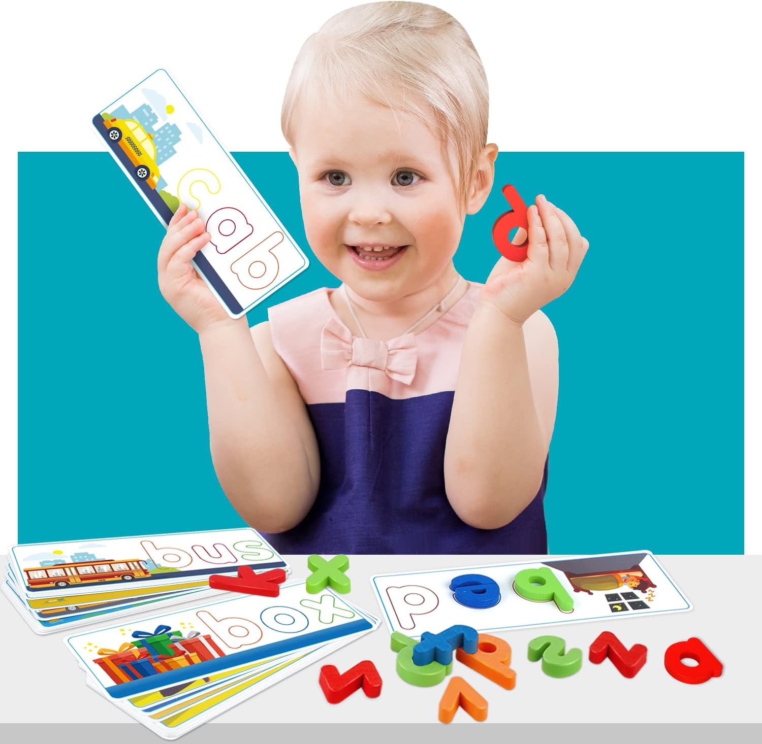 Learning Educational Toys for 2 3 4 5 6 Years Old Boys Girls, See & Spell Matching Letter Game with Alphabet Cards for Kids, Preschool CVC Word Builders Toy, Christmas Birthday Gifts for Age 2-4 4-6 - Image 7