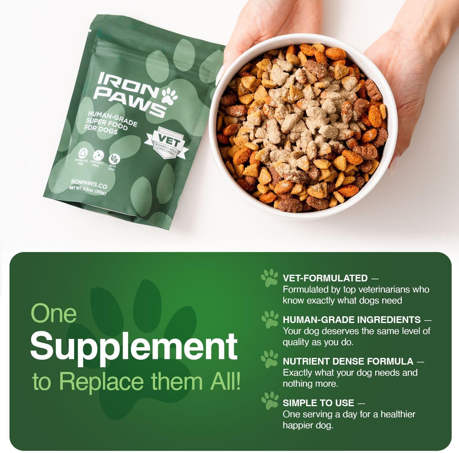 Human-Grade Superfood For Dogs, Premium Greens Powder Supplement For Dental Health, Longevity, Hip & Joint, Gut Health, Allergies, Immune Support, Skin & Coat - 3.5 oz Nutrient Dense Formula - Image 6