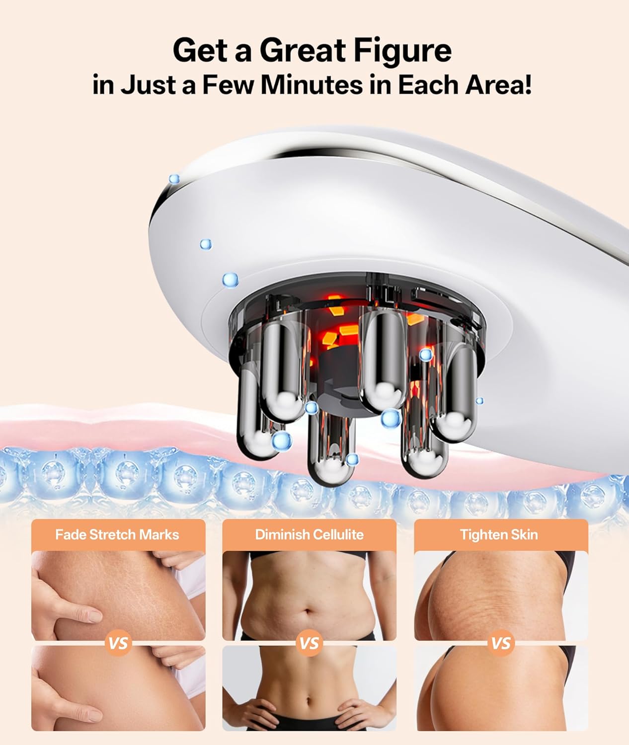Dopsikn Body Sculpting Machine with Red Light Therapy for Face & Body, Cupping Therapy, Electric Cellulite Massage Tool with 2 Cups, Gift for Women, White - Image 4