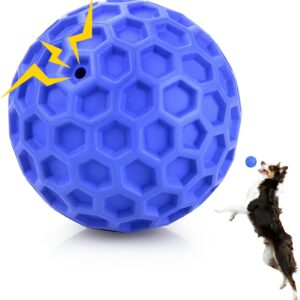 DISSKNIC Indestructible Squeaky Dog Ball, Relieves Anxiety, Cleans Teeth, Interactive Chew Toy for Aggressive Chewers, Dog Toy for Large Breeds, Outdoor Waterproof