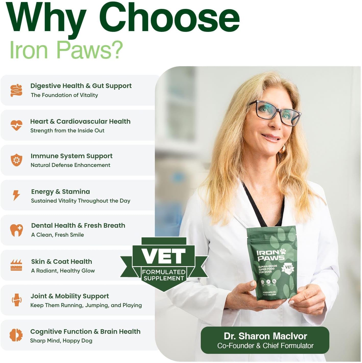 Human-Grade Superfood For Dogs, Premium Greens Powder Supplement For Dental Health, Longevity, Hip & Joint, Gut Health, Allergies, Immune Support, Skin & Coat - 3.5 oz Nutrient Dense Formula - Image 5