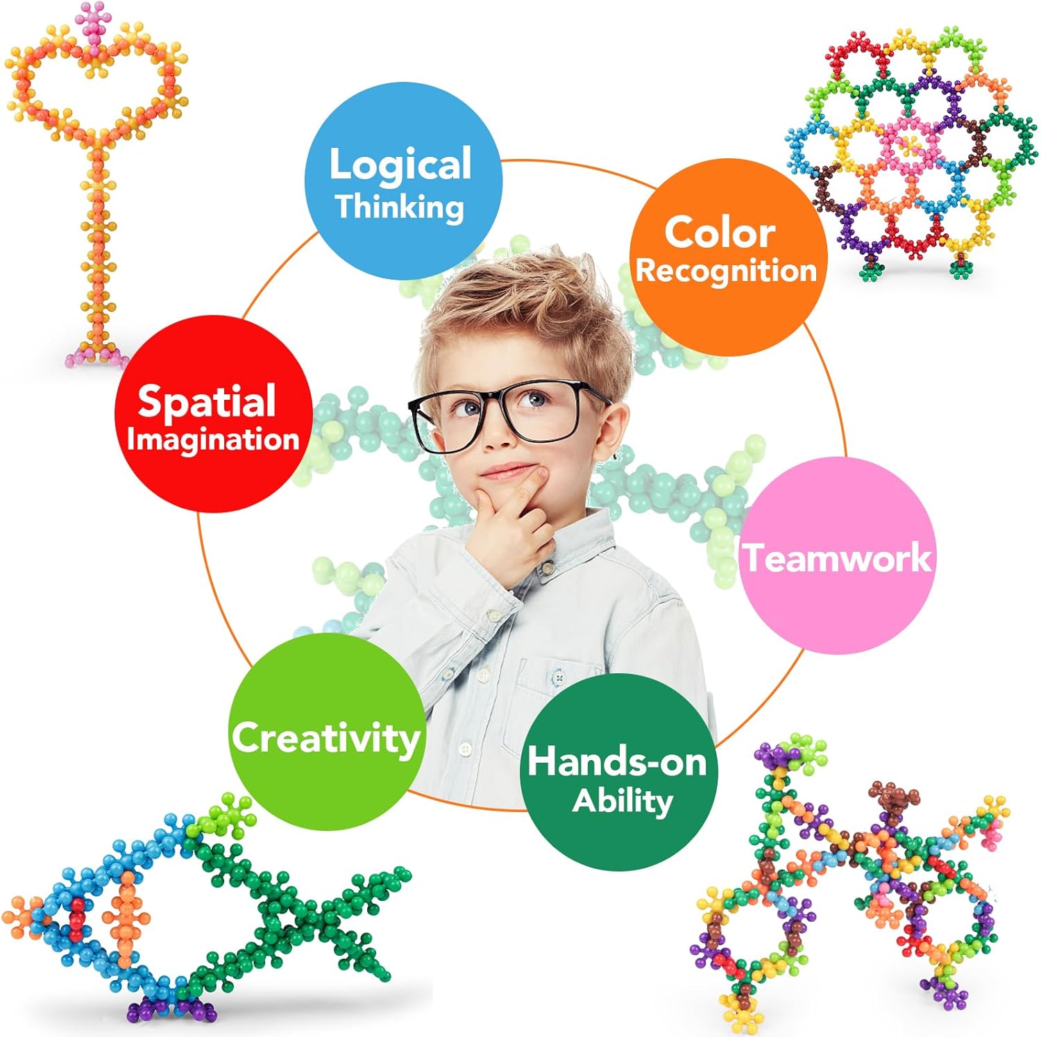 NEOACT 200PCS Building Blocks Kids Educational Building Toys Interlocking Plastic Connect Block Manipulatives for Preschool Kids Aged 3+, Creativity Kid Toy Classroom Kindergarten Toys - Image 4
