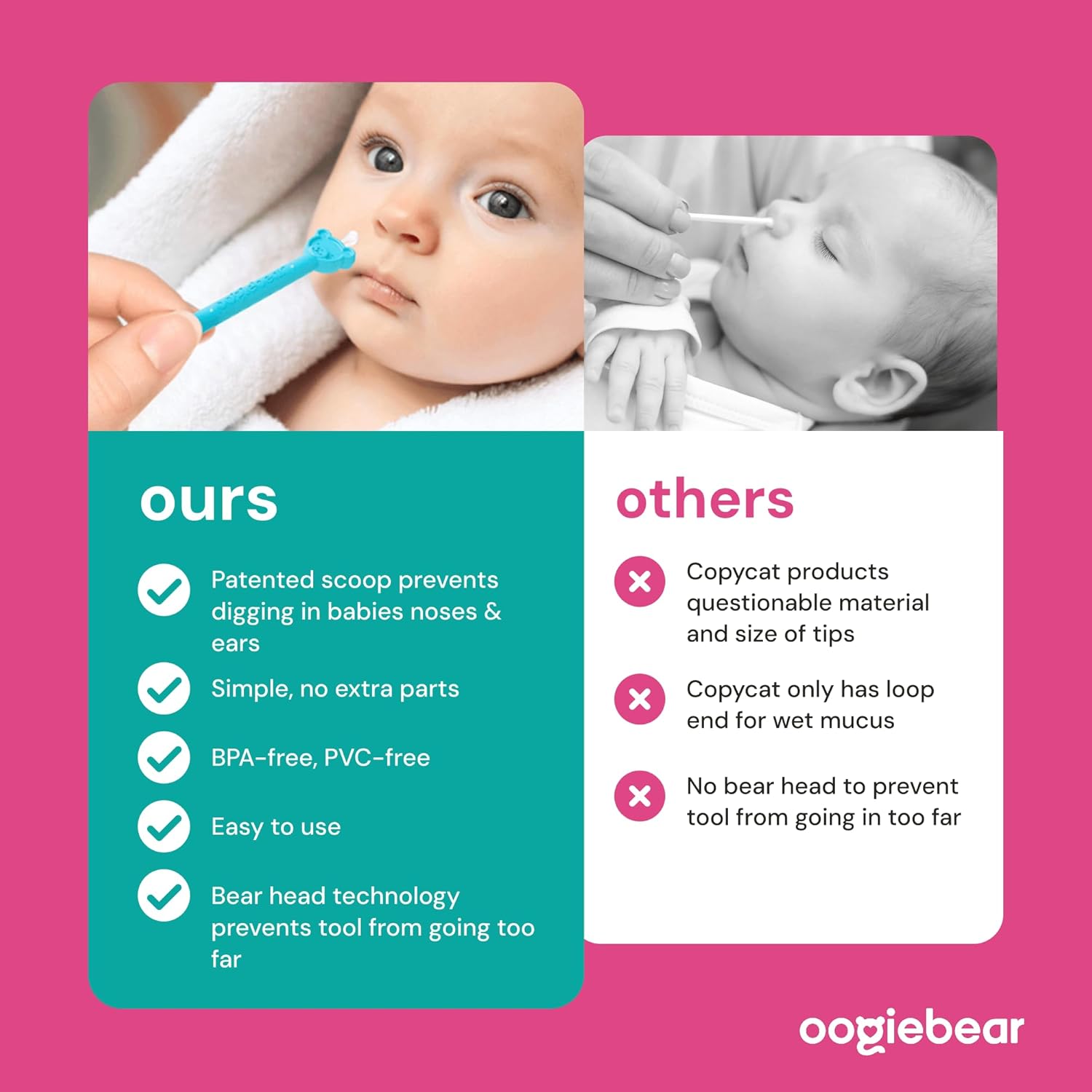 oogiebear Baby Nose Cleaner & Ear Wax Removal Tool - Safe Booger & Earwax Removal for Newborns, Infants, Toddlers - Dual-Ended - Essential Baby Stuff - Image 7