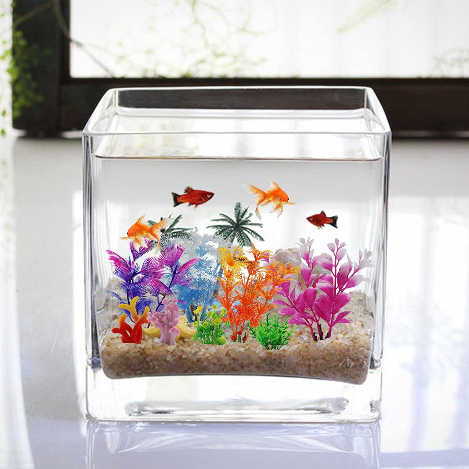 Fish Tank Decorations Plants with Resin Coral, 8 pcs Aquarium Decor - Image 5